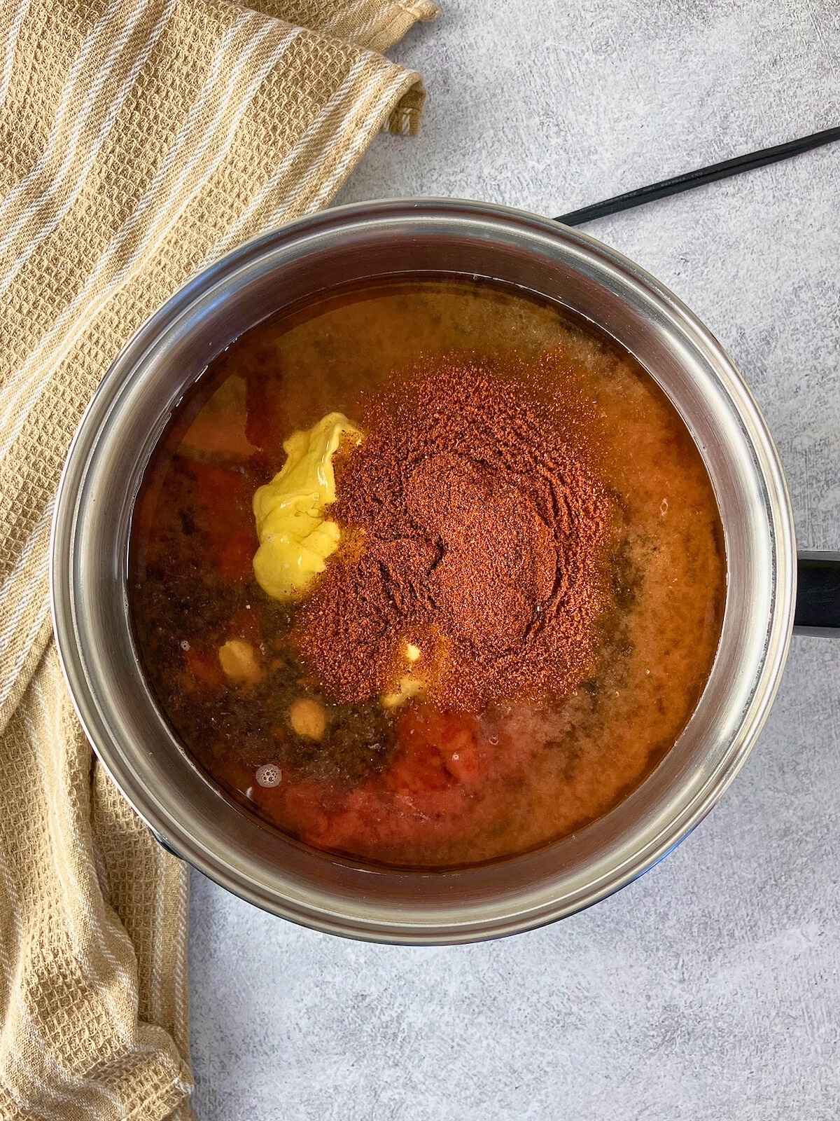 The seasonings were added to the pot.