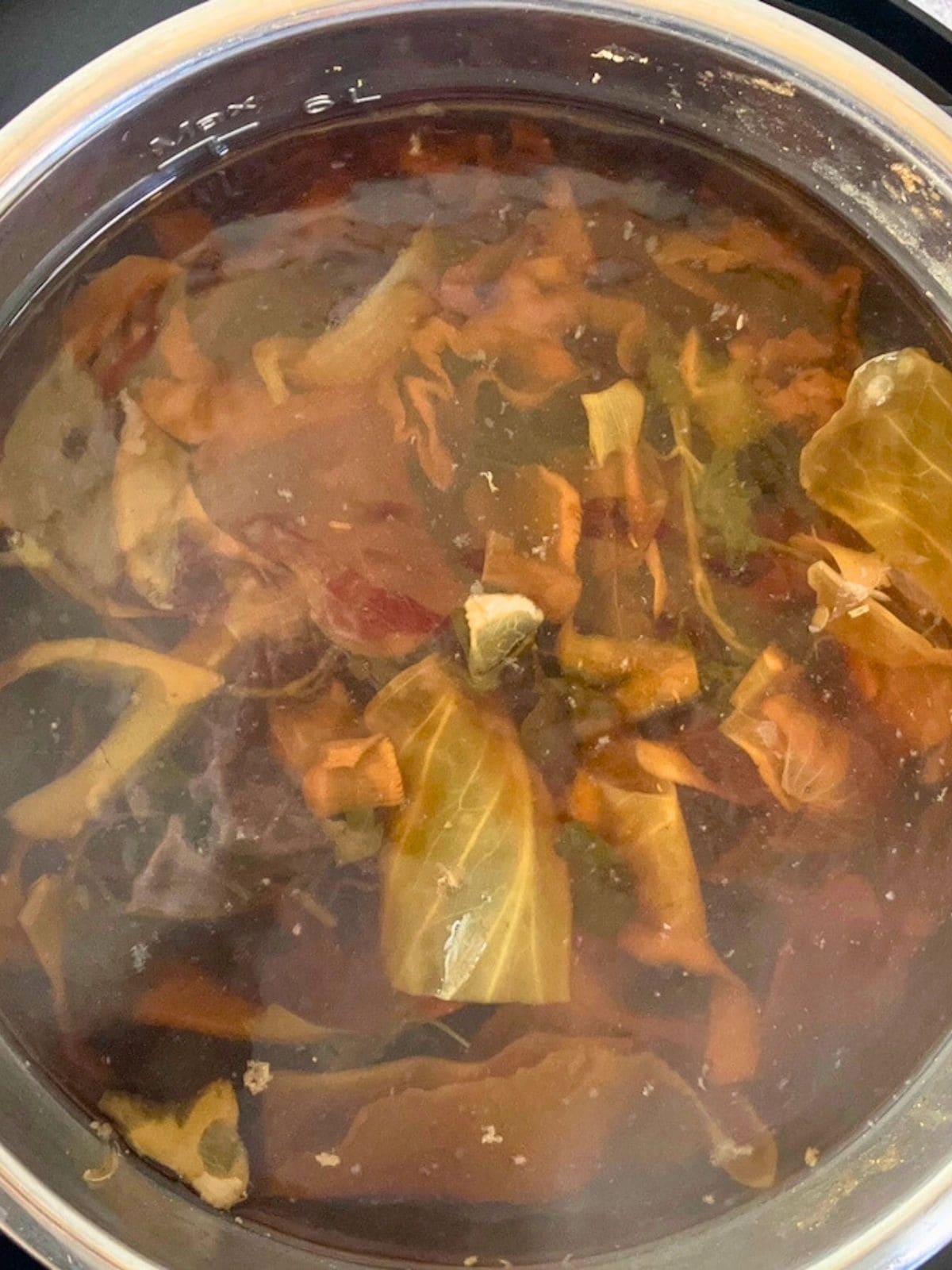 Vegetable broth after cooking in the Instant Pot.