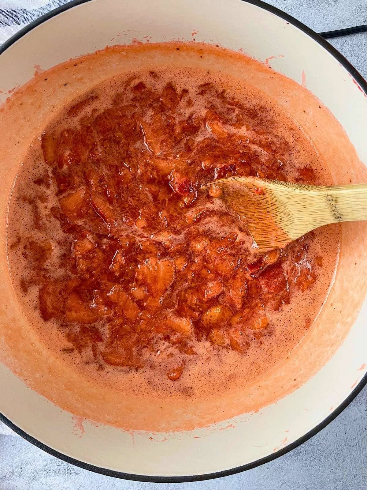 The strawberry mixture after cooking.