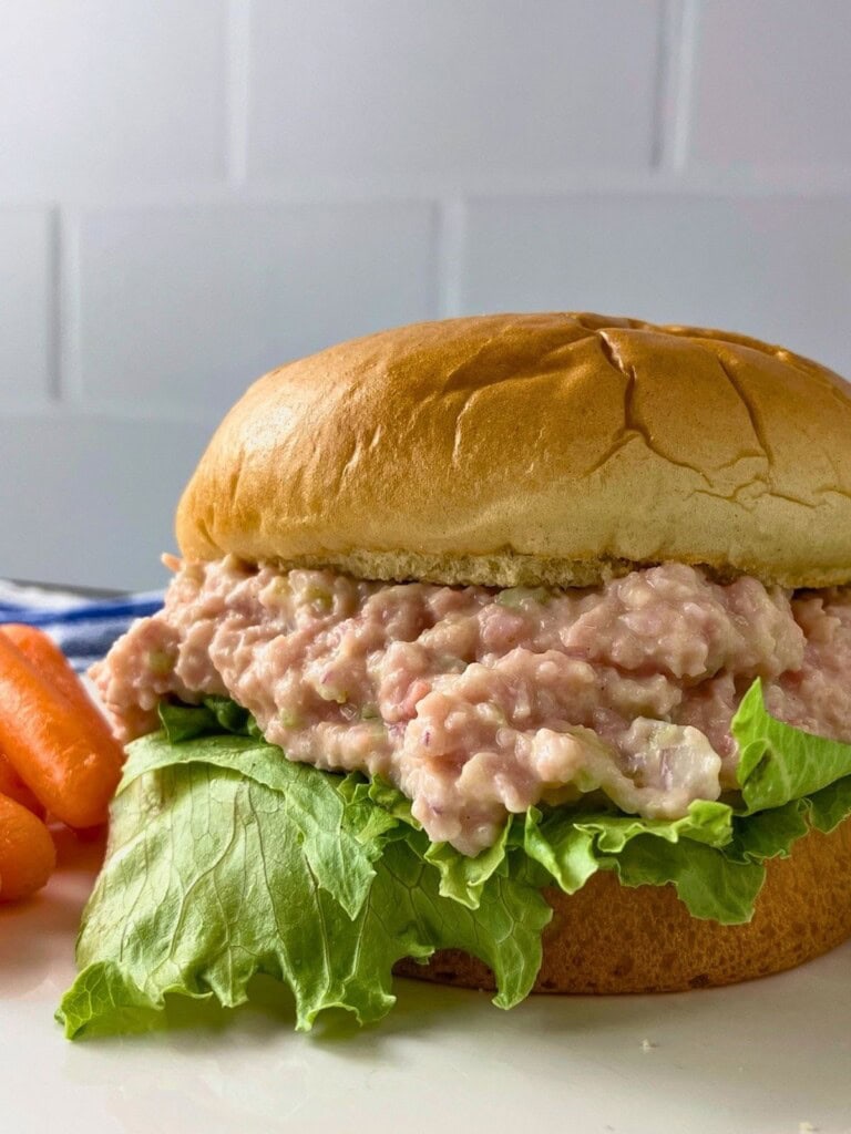 Homemade ham salad sandwich recipe.