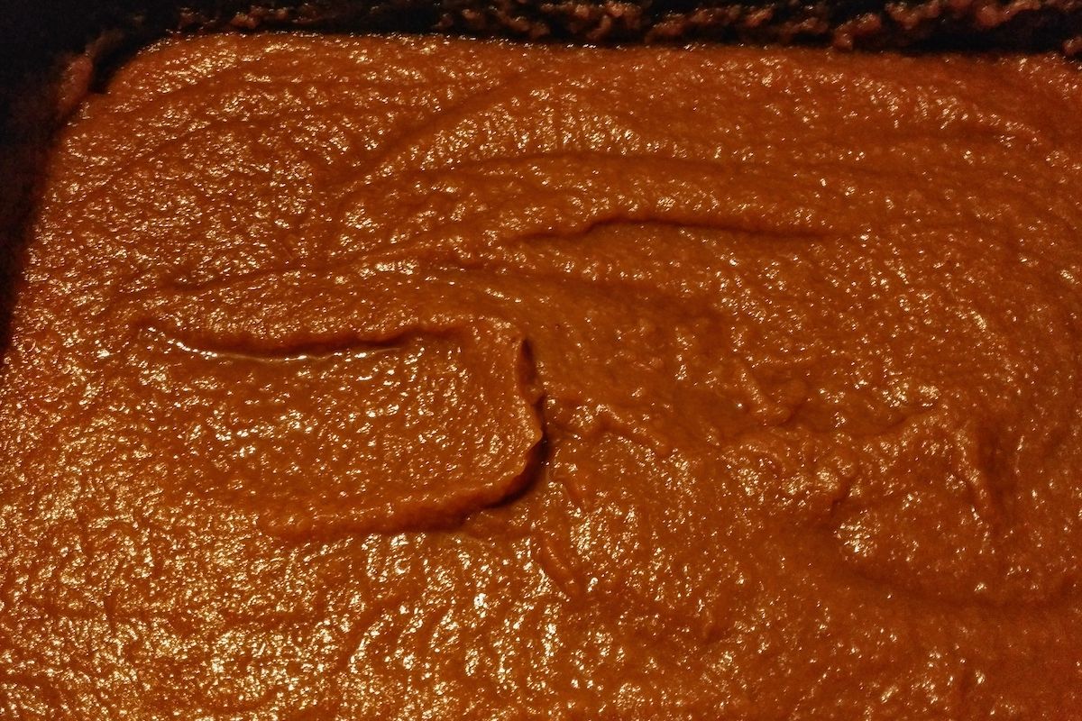 Cooked overnight slow cooker apple butter.